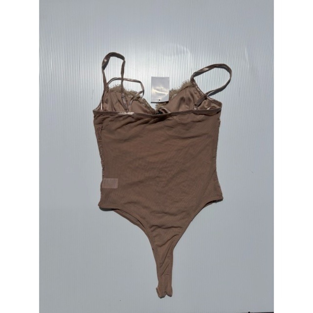 Forever 21 Bodysuit Women's Small Mocha Brown‎ Lace Trim Corset Style Festival - Picture 9 of 16